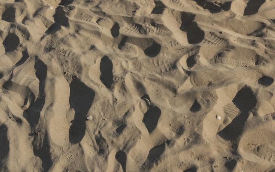 Backdrop of sea sand with footprints