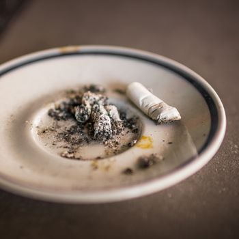 A saucer used as ashtrays.
