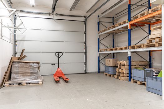 garage with storage space in a modern industrial building.