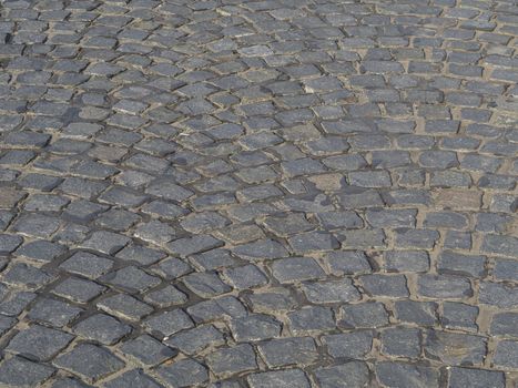 Prague cobblestone gray paving stone square background