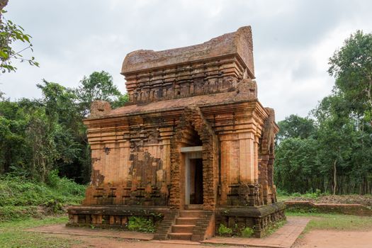 My Son, Red brick partially ruined Hindu temples in Quang Nam province, central Vietnam. The longest inhabited archaeological site in Indochina, 4th to the 14th century AD, the valley at My Son was a site of religious ceremony for kings of the ruling dynasties of Champa High quality photo