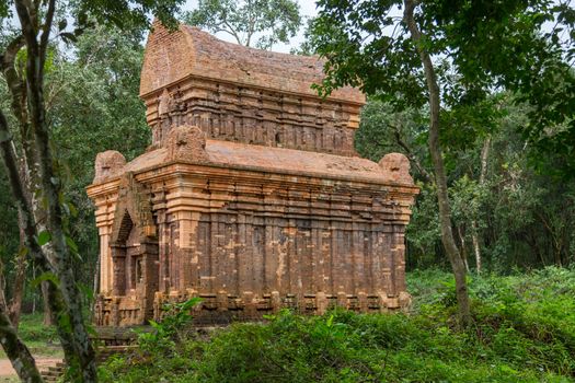 My Son, Red brick partially ruined Hindu temples in Quang Nam province, central Vietnam. The longest inhabited archaeological site in Indochina, 4th to the 14th century AD, the valley at My Son was a site of religious ceremony for kings of the ruling dynasties of Champa High quality photo