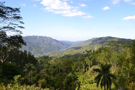 View on Gran parque natural Topes de Collantes national park in Cuba. Travel and tourism.