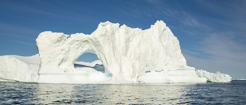 Global warming and climate change concept. Arctic icebergs in Greenland.