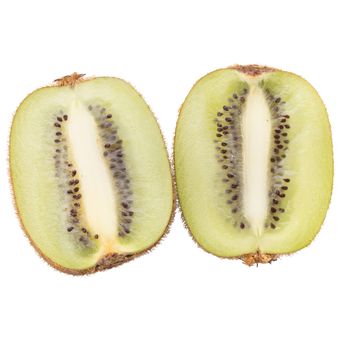 Slice of kiwi isolated on white background, top view.