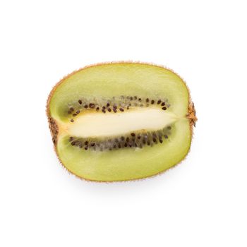 Slice of kiwi isolated on white background, top view.