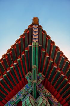 Classical Chinese tile on the roof of temple