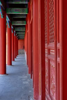 Old traditional Chinese building under blue sky