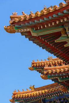 Classical Chinese tile on the roof of temple