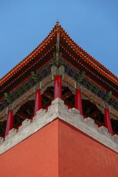 Old traditional Chinese building under blue sky