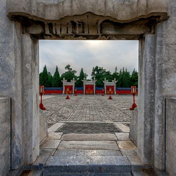 Large archway at the Temple of Heaven angle shot