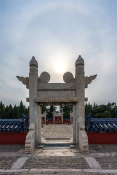 Large archway at the Temple of Heaven angle shot