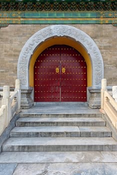 Chinese doorway at the Temple of Heaven closeup photo