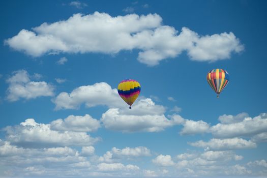 Colorful hot air balloon floating in a nice sky