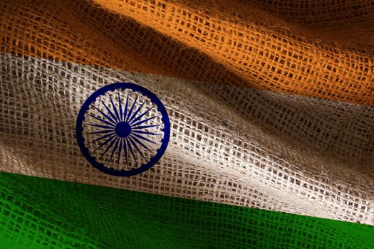 Close-up photograph of the flag of India