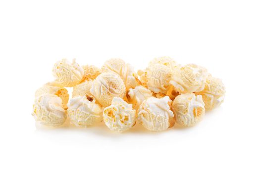 close-up popcorn isolated on a white background.