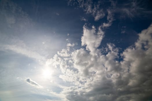 white clouds at noon daylight wide angle shot.