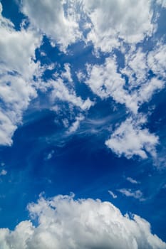 mixed zenith clouds at noon daylight wide angle shot.