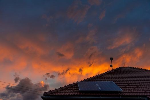 sunset plays with colors in the sky and clouds.