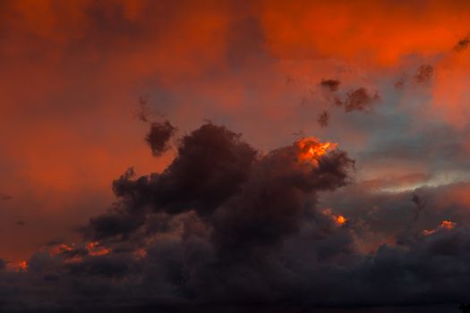 sunset plays with colors in the sky and clouds.