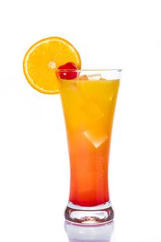 Tequila sunrise cocktail isolated on white background