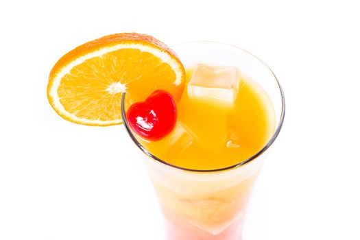 Tequila sunrise cocktail isolated on white background