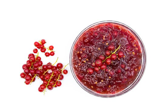 Cranberry sauce in bowl for Thanksgiving dinner isolated on white background