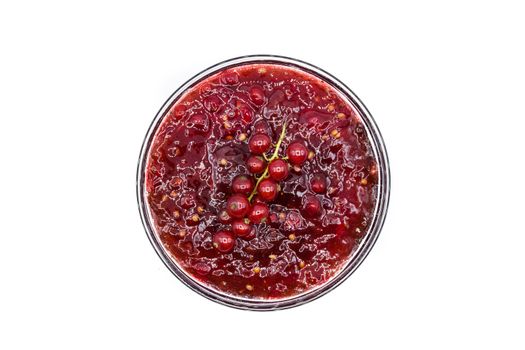 Cranberry sauce in bowl for Thanksgiving dinner isolated on white background