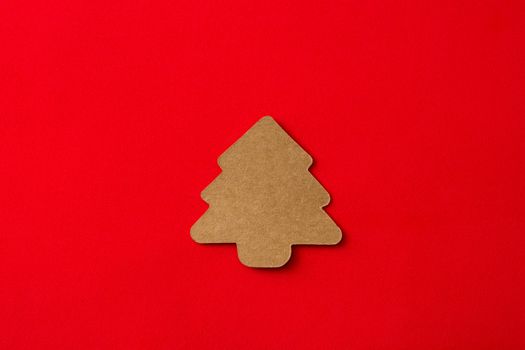 Christmas tree label on red background