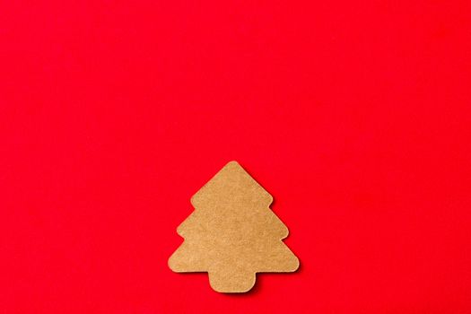 Christmas tree label on red background
