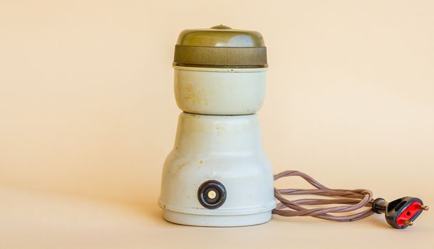 close-up of a coffee grinder of the 1970s