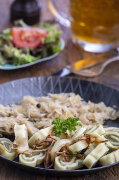 bavarian maultaschen pasta in a pan