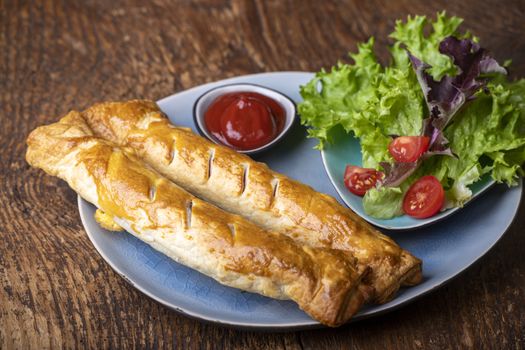 frankfurters in puff pastry on a plate
