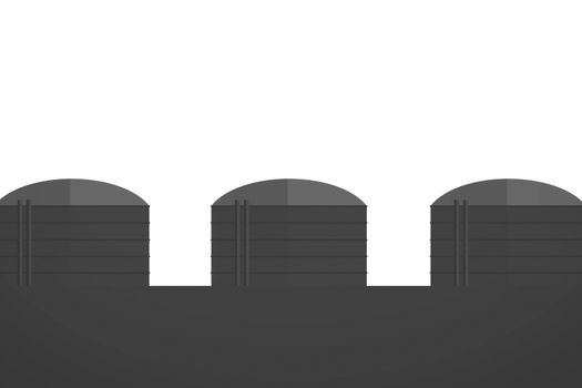 Fuel and gas storage tanks. Steel tanks, illustration drawing.