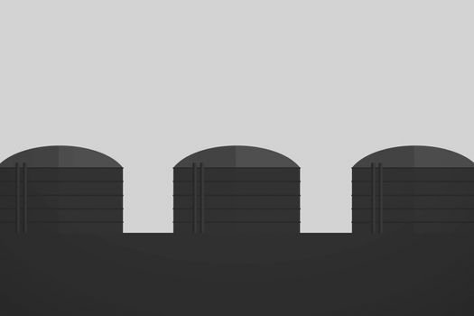 Fuel and gas storage tanks. Steel tanks, illustration drawing.