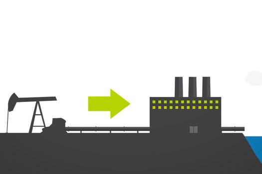 Illustration of the scheme of oil production and processing at the plant. from the well to the plant.