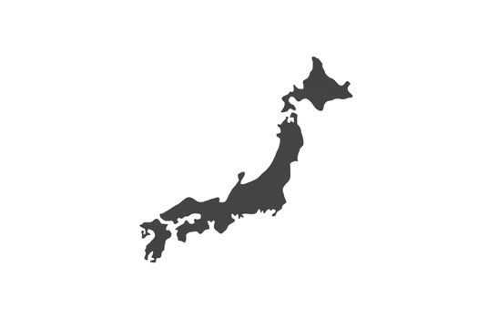 Map of Japan on a white background. Grey map of Japan.