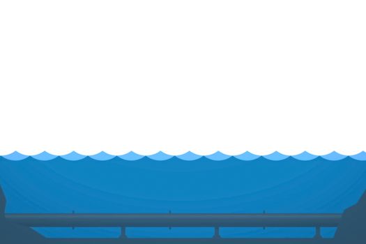 Scheme of an underwater gas pipeline in the sea on the bottom. Transportation of gas.