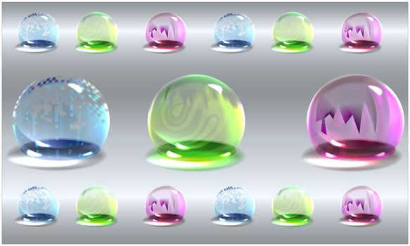 air and water bubbles of different colors on abstract background