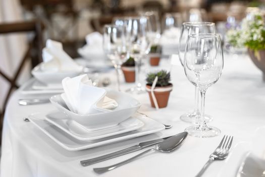 Close up of a table at the dining hall