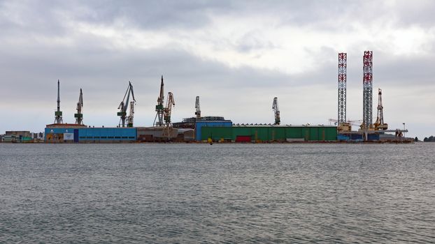Large shipyard near the coast in Croatia