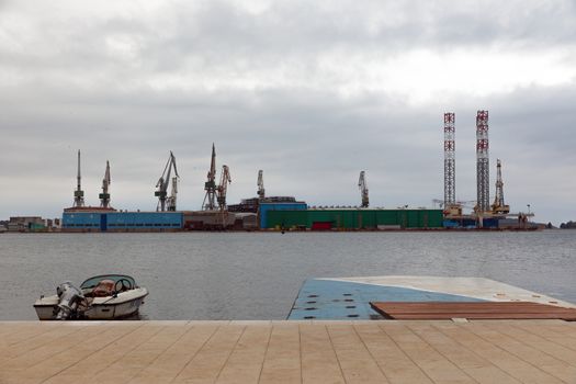 Large shipyard near the coast in Croatia