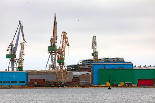 Large shipyard near the coast in Croatia