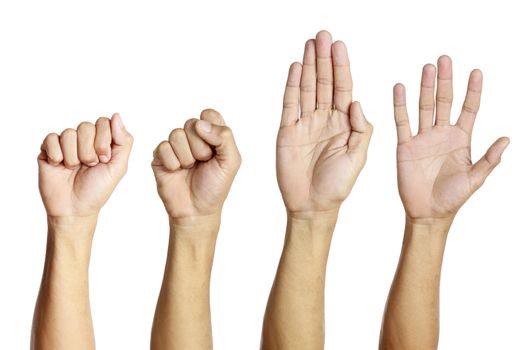 Set of hand man show symbol isolated on white background