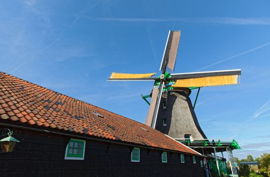 Dutch windmills in Netherlands close up footage