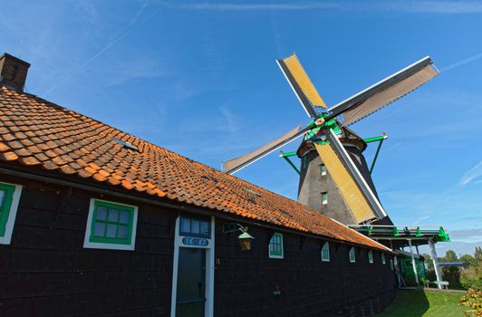 Dutch windmills in Netherlands close up footage