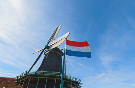 Dutch windmills in Netherlands close up footage