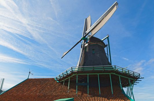Dutch windmills in Netherlands close up footage