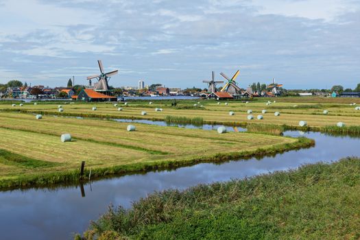 Dutch windmills in Netherlands close up footage