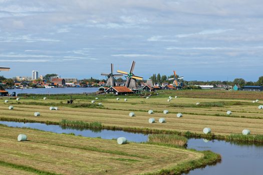 Dutch windmills in Netherlands close up footage